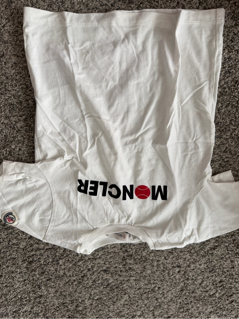 Moncler White Logo Crewneck T-Shirt with Red Accent